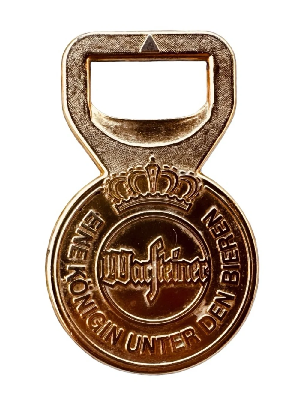 WARSTEINER Vintage Gold Tone Metal Bottle Opener 3”x 2” West Germany Beer